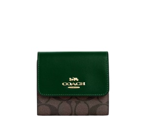 Buy Coach Small Trifold Wallet In Blocked Signature Canvas Brown Dark Pine at Sasom – Authentic and Ready to Ship