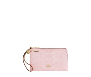 Buy Coach Double Zip Wristlet In Signature Canvas With Charms Pink at Sasom – Authentic and Ready to Ship