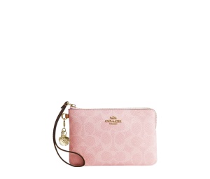 Buy Coach Corner Zip Wristlet In Signature Canvas With Charms Pink at Sasom – Authentic and Ready to Ship