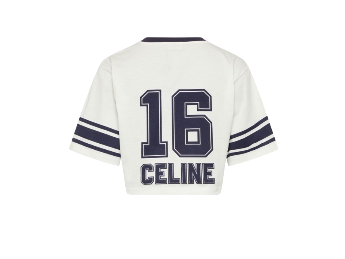 SASOM  apparel Celine Cropped Celine 16 T-Shirt In Jersey Mesh Off White  Black Check the latest price now!