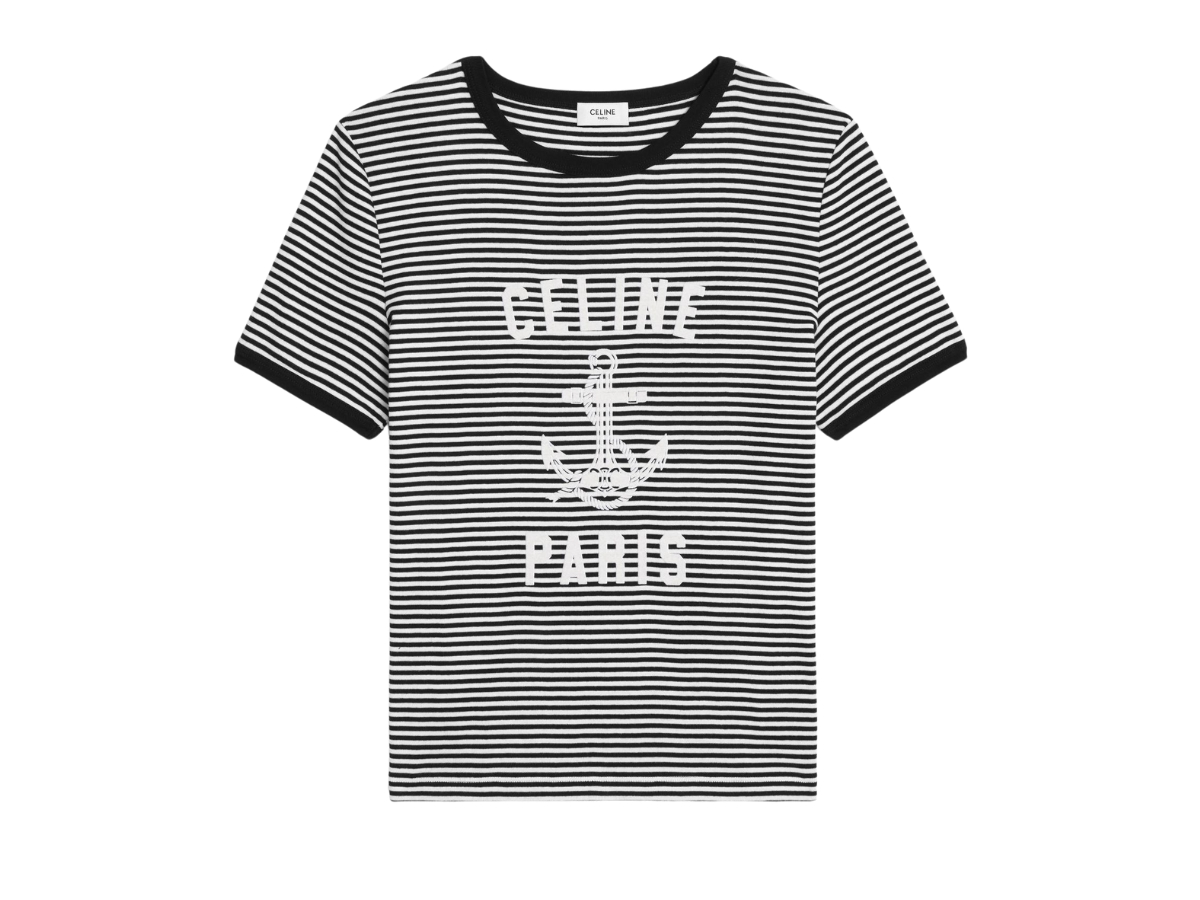 Shop CELINE Classic CROPPED CELINE T-SHIRT IN COTTON JERSEY 2X761671Q.01EA  by Fujistyle