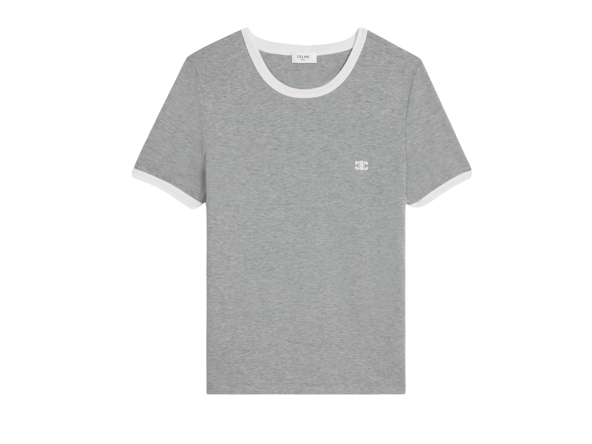Celine 70'S Triomphe T-Shirt In Cotton Jersey Grey Off White Celine 70'S Triomphe T-Shirt In Cotton Jersey Grey Off White