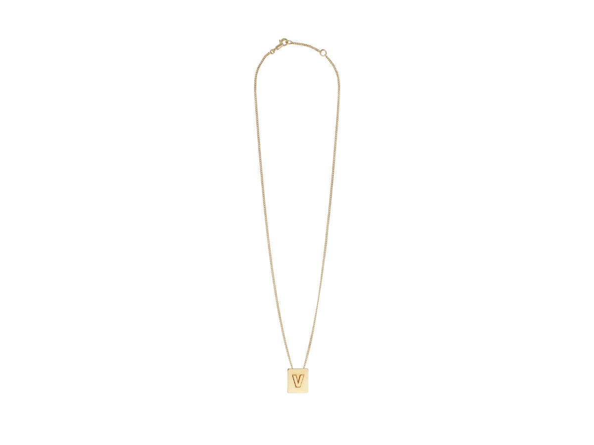 Celine Alphabet Necklace V In Brass With Gold Finish