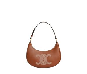 Celine Ava Bag In Smooth Calfskin With Triomphe Embroidery Tan