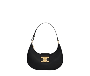 Celine Ava Triomphe Bag In Smooth Calfskin With Gold Finishing Black