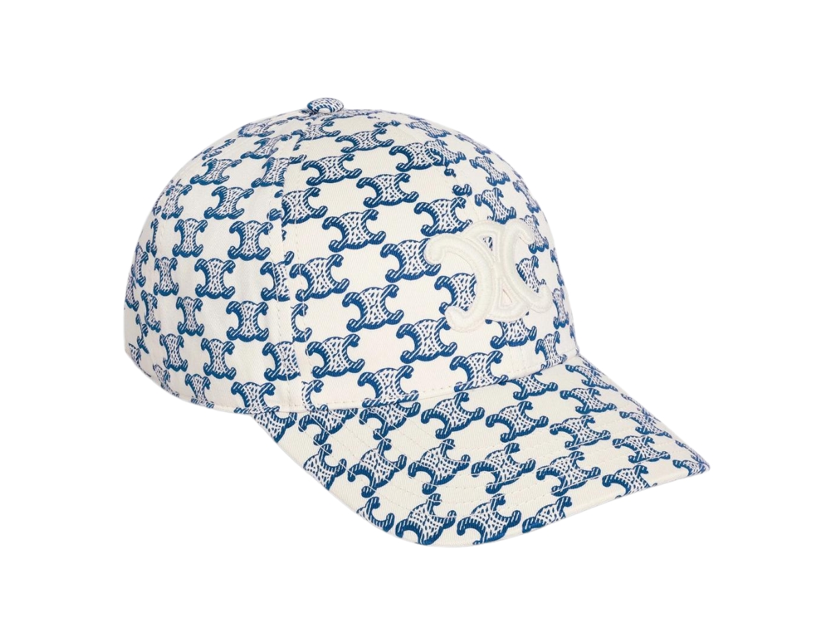 Celine Baseball Cap In Monogram Cotton Vanilla Navy