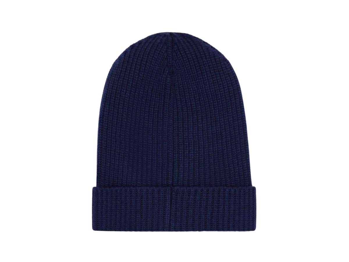 Celine Embroidered Beanie In Ribbed Felted Wool Navy