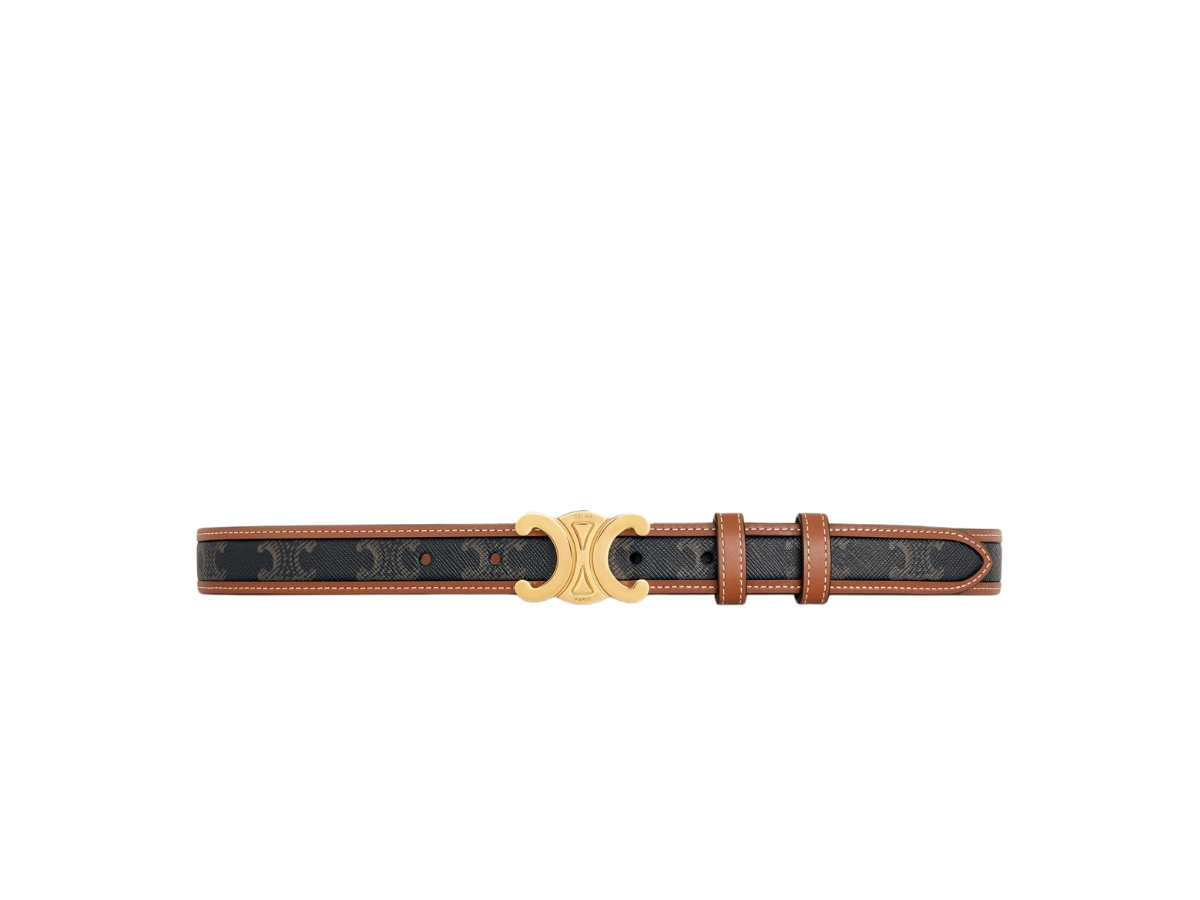 MEDIUM TRIOMPHE BELT IN TRIOMPHE CANVAS AND CALFSKIN - TAN