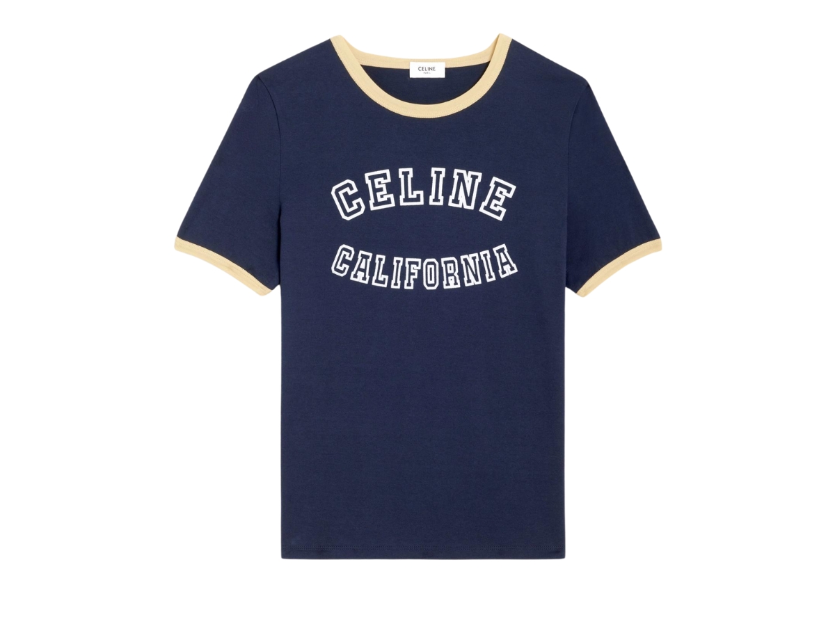 Celine California 70's T-Shirt In Cotton Jersey Bleu Nuit