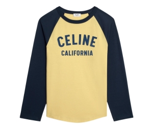 Celine California 70's T-Shirt In Cotton Jersey Lemon Pie-Bleu Nuit