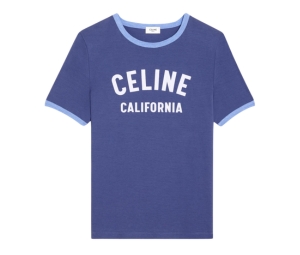 Celine California 70's T-Shirt In Cotton Jersey Obscure Blue Light Blue