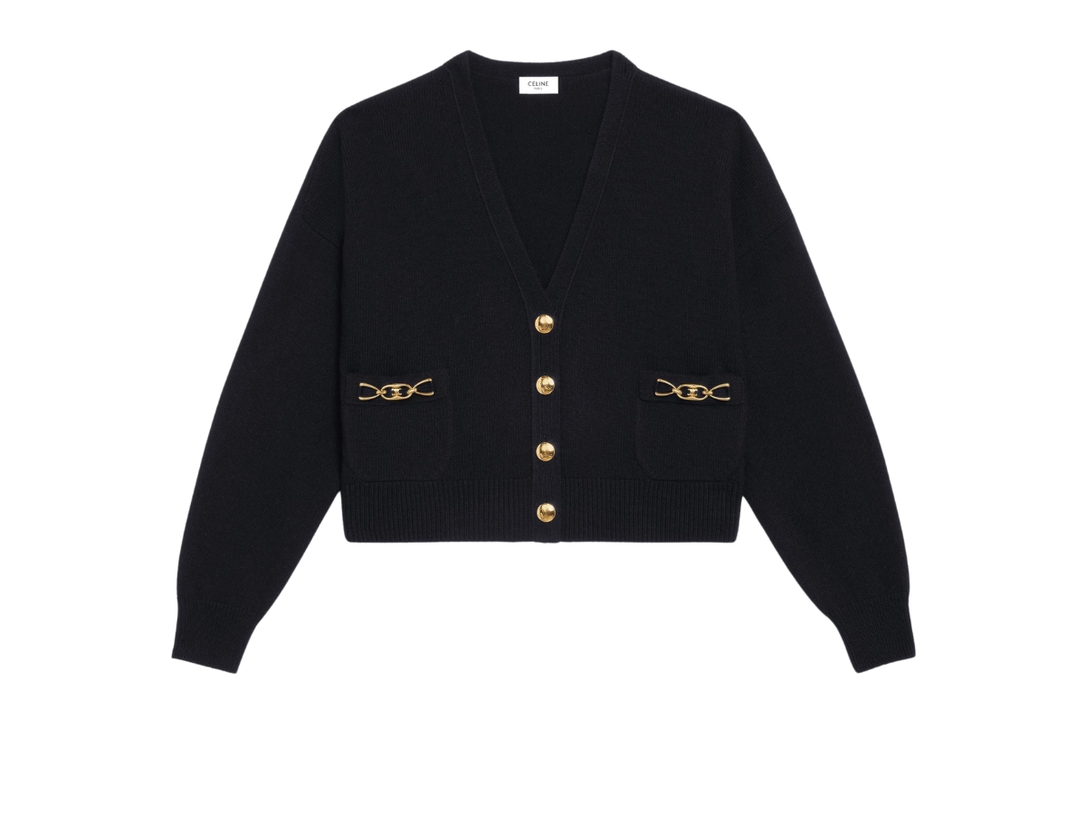 Celine Cardigan With Gourmette In Heritage Cashmere Black
