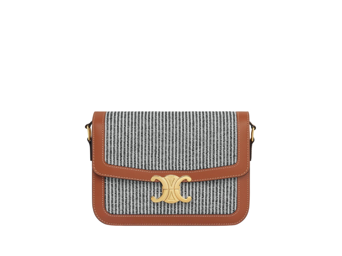 Celine Classique Triomphe Bag In Striped Textile And