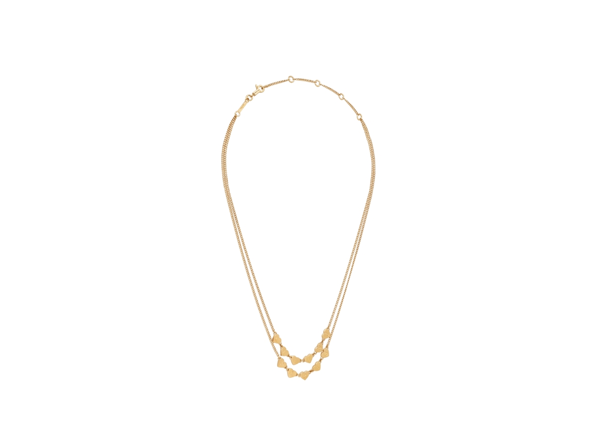 Celine Coeur Celine Double Necklace In Brass With Gold Finish