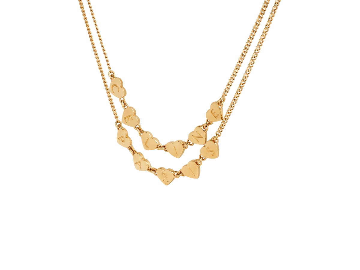 【CELINE】COEUR CELINE DOUBLE NECKLACE ダブル ネックレス Celine Coeur Celine Double Necklace In Brass With Gold Finish