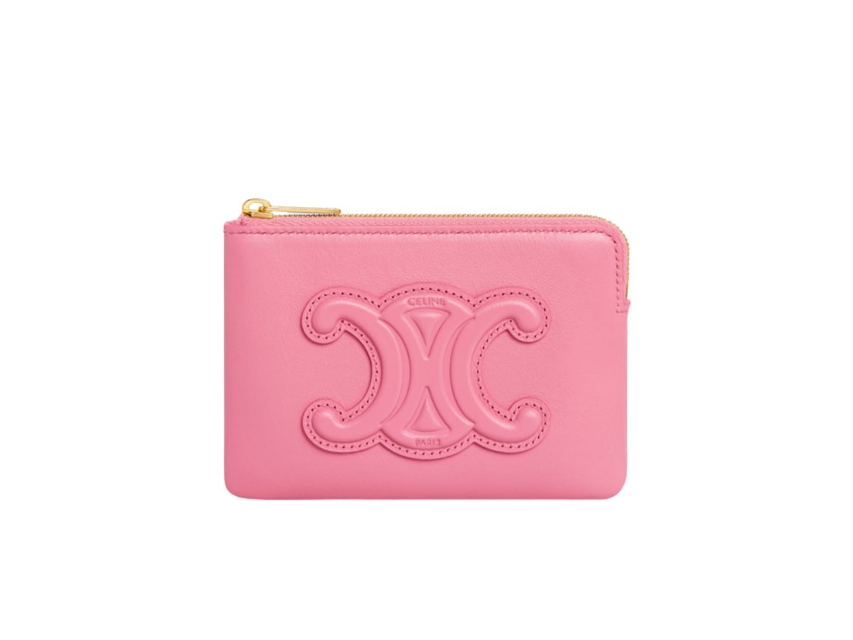 COIN AND CARD POUCH CUIR TRIOMPHE IN SMOOTH CALFSKIN - PINK