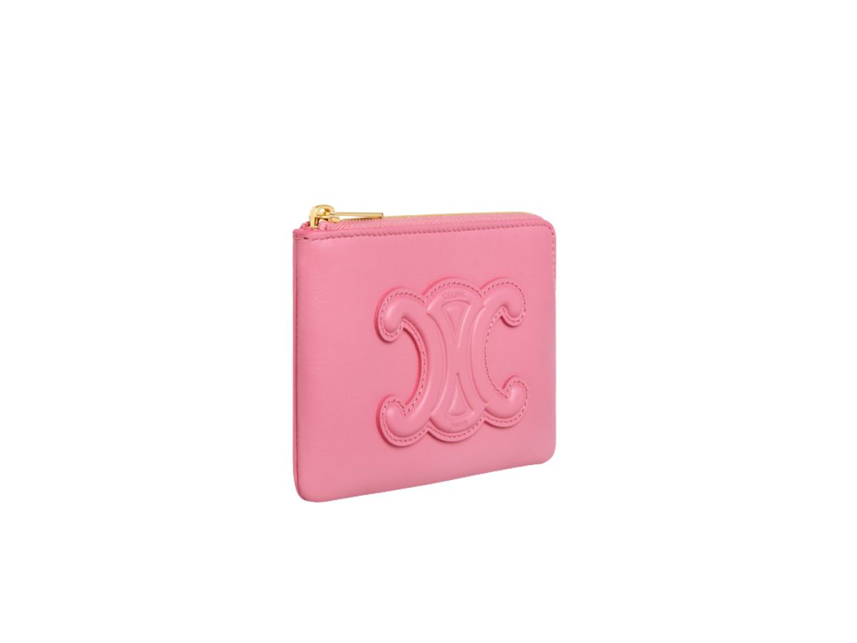 COIN AND CARD POUCH CUIR TRIOMPHE IN SMOOTH CALFSKIN - PINK