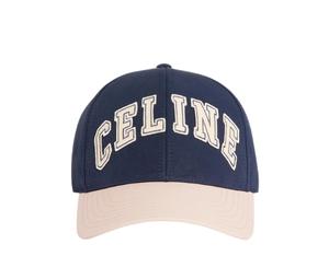 Celine College Baseball Cap In Cotton Navy/Cream
