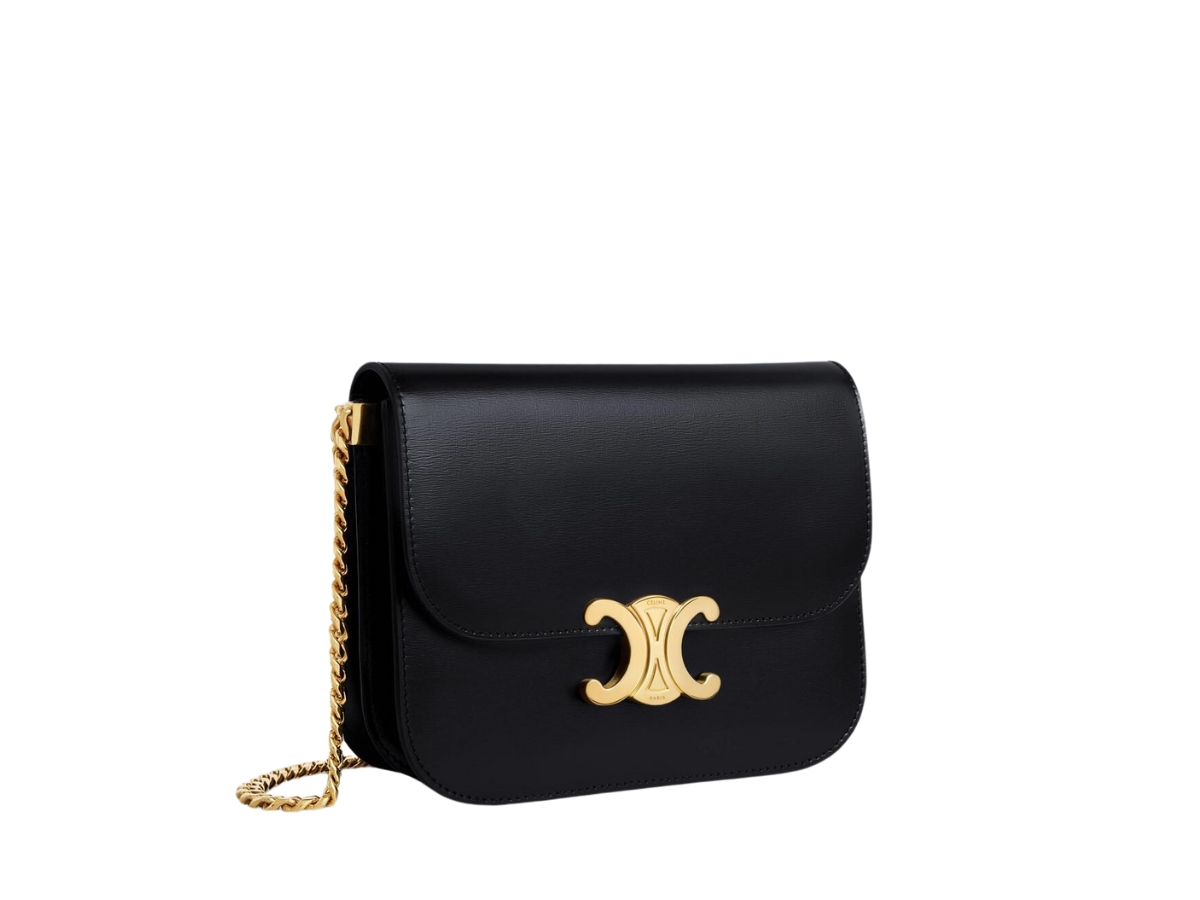 Celine Medium College Bag In Shiny Calfskin Black With Gold