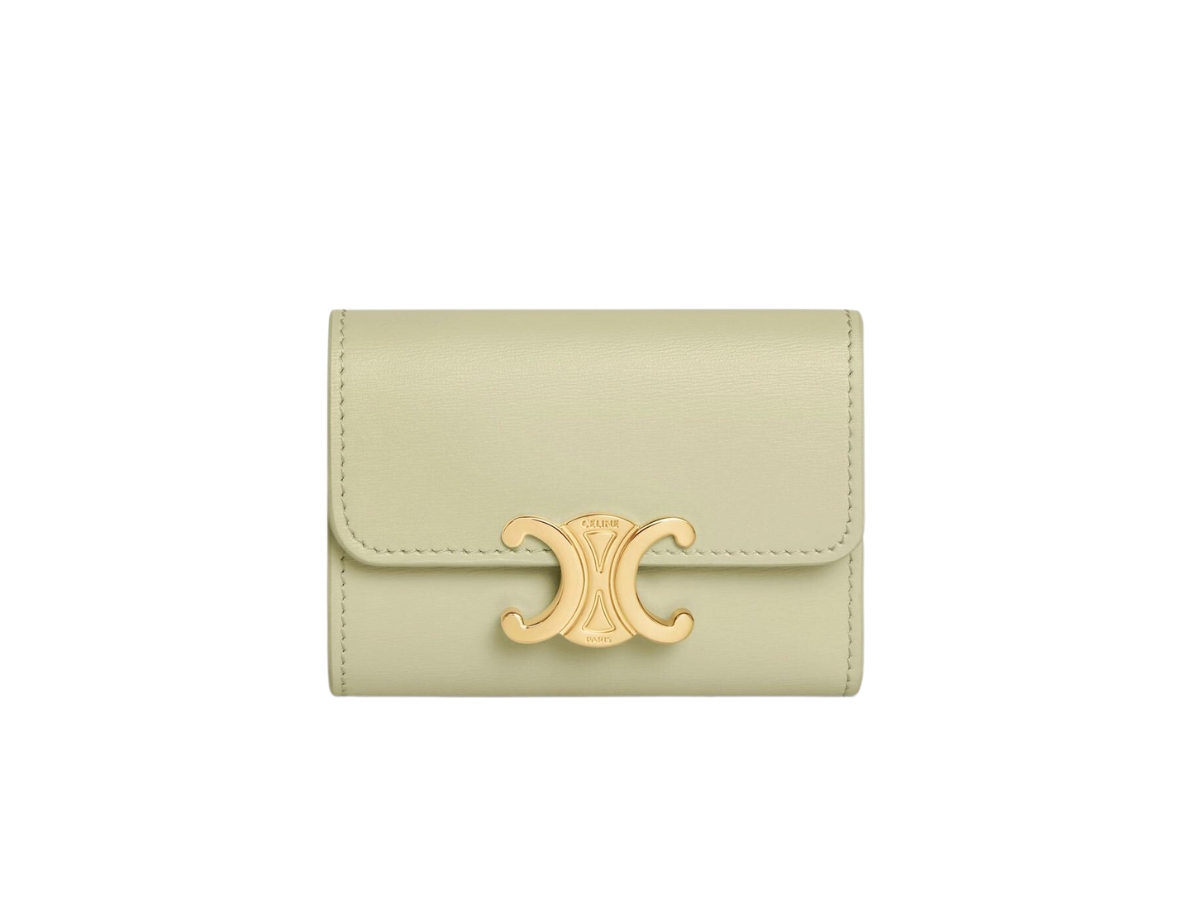 Celine Compact Wallet With Coin Triomphe In Shiny Calfskin With