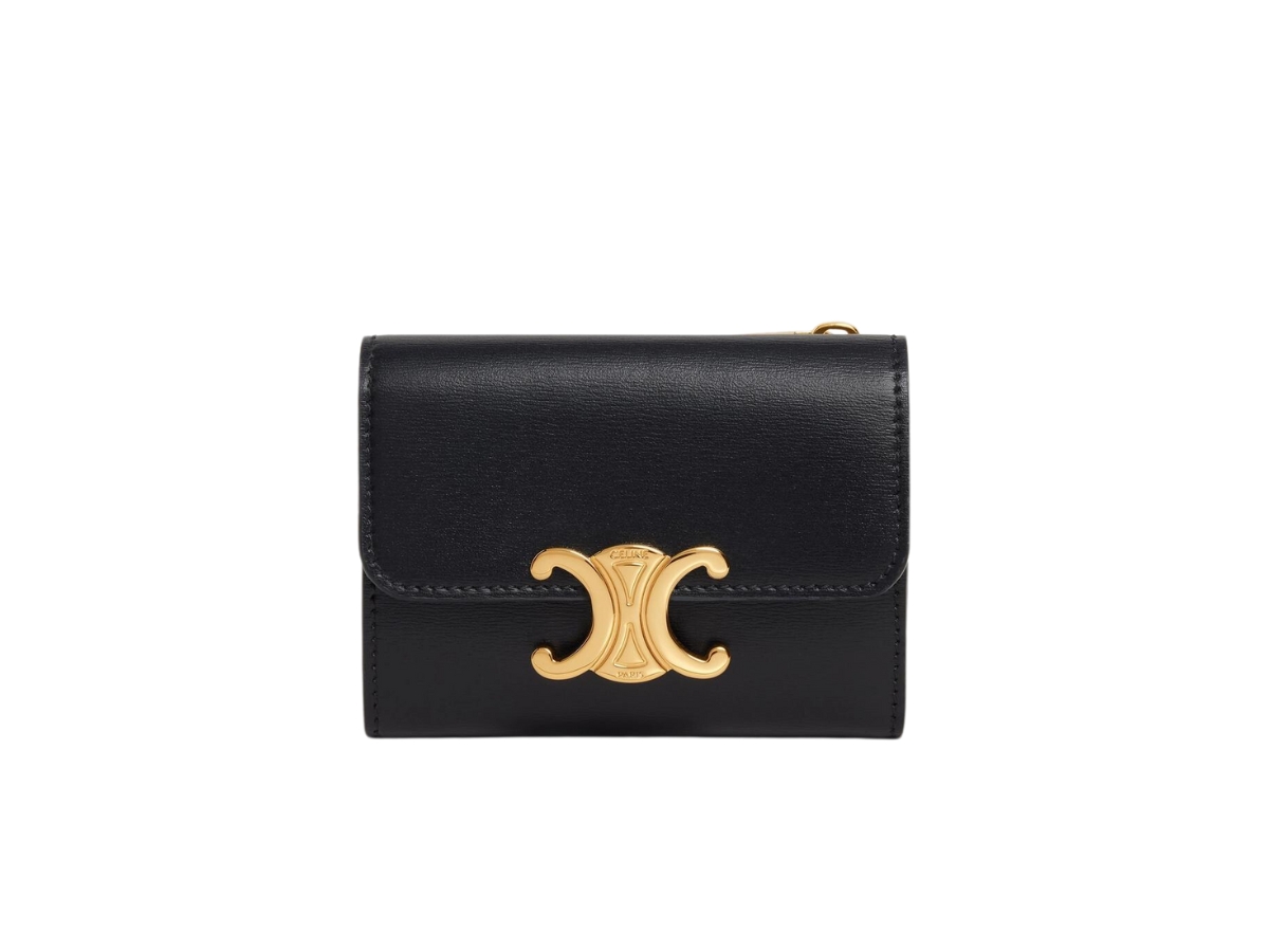 Celine Compact Wallet With Coin Triomphe In Shiny Calfskin
