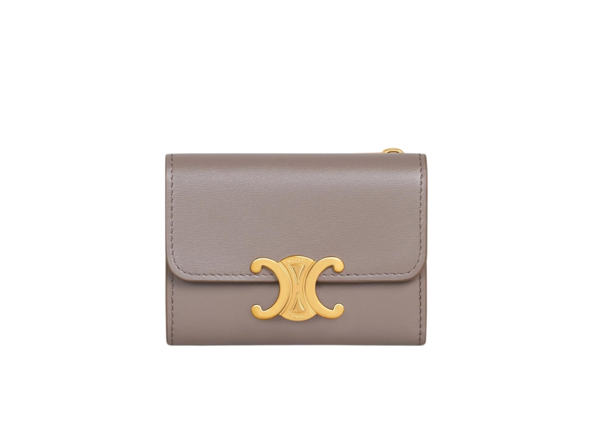 Celine Compact Wallet With Coin Triomphe In Shiny Calfskin