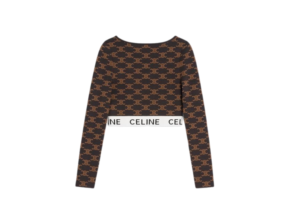 SASOM  apparel Celine Crop Top In Monogram Silk Cotton Brown Check the  latest price now!