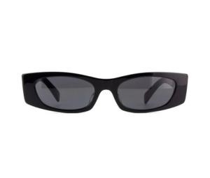 Celine Eyewear Rectangular Sunglasses In Shiny Black With Grey Smoke