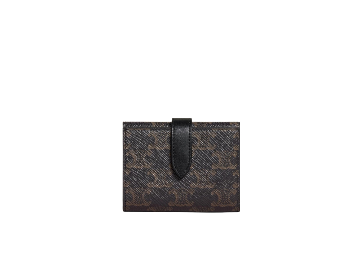 Celine Fine Strap Wallet In Triomphe Canvas And Lambskin With