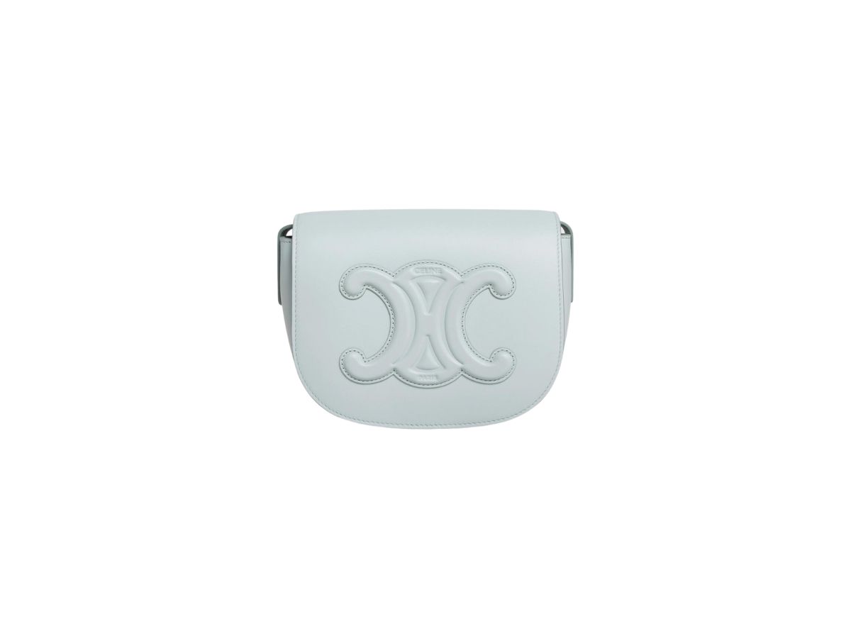 Celine Folco Cuir Triomphe In Smooth Calfskin Soft Blue