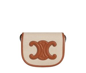 SMALL WALLET TRIOMPHE IN TEXTILE AND CALFSKIN - NATURAL / TAN