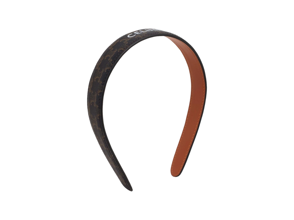 Celine Headband In Triomphe Canvas And Calfskin Gold Tan