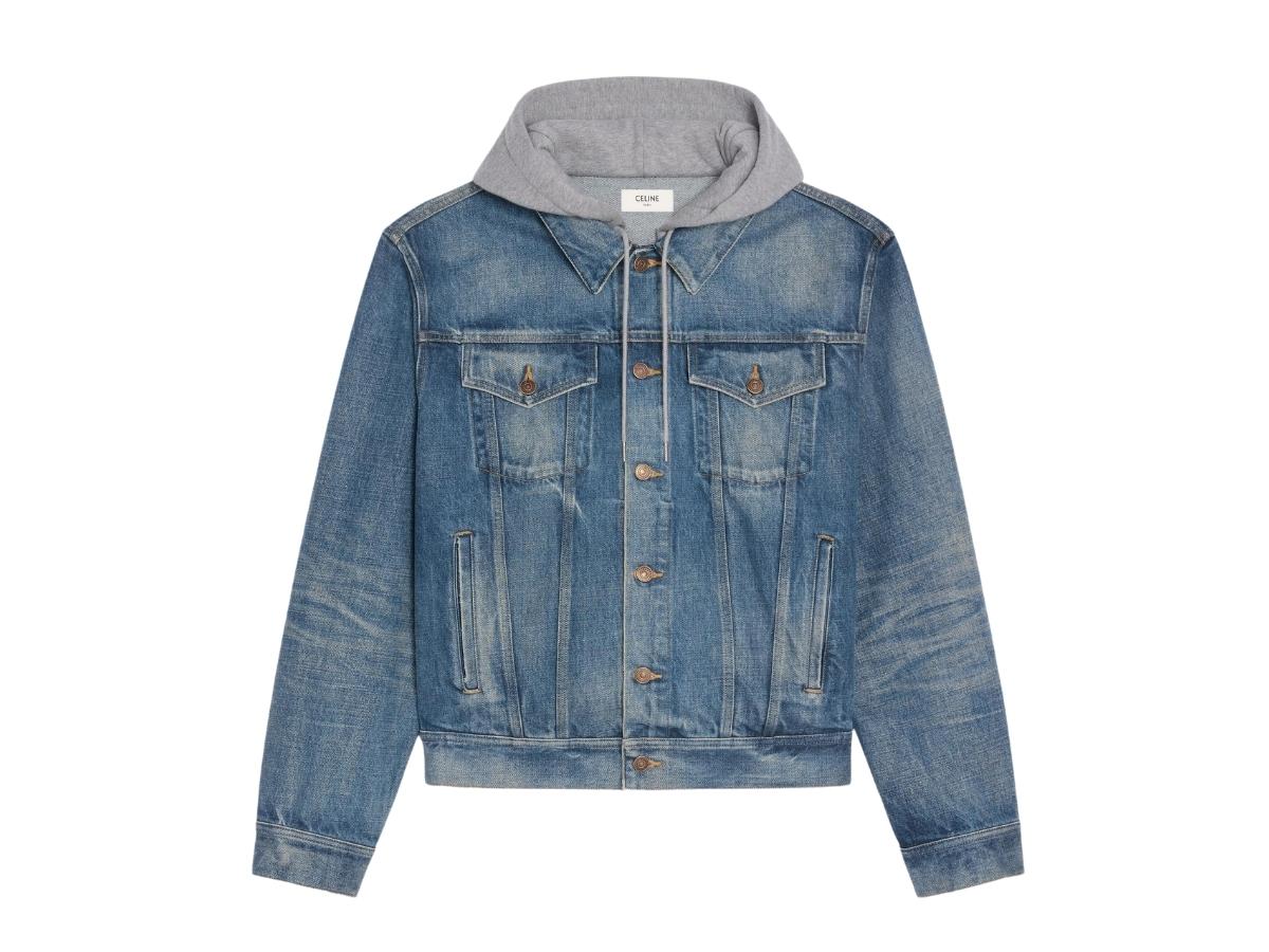 Celine Hooded Trucker Jacket In Union Wash Denim Union Wash