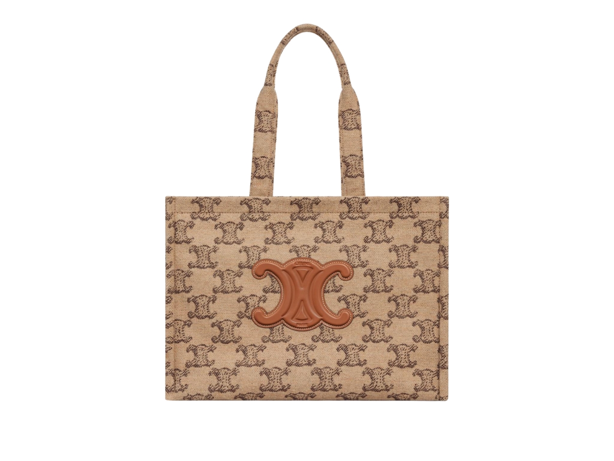 Celine Large Cabas Thais In Textile With Triomphe Camel