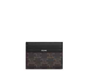 Celine Large Card Holder In Triomphe Canvas And Calfskin Black