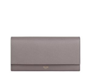 LARGE FLAP WALLET IN GRAINED CALFSKIN - NUDE