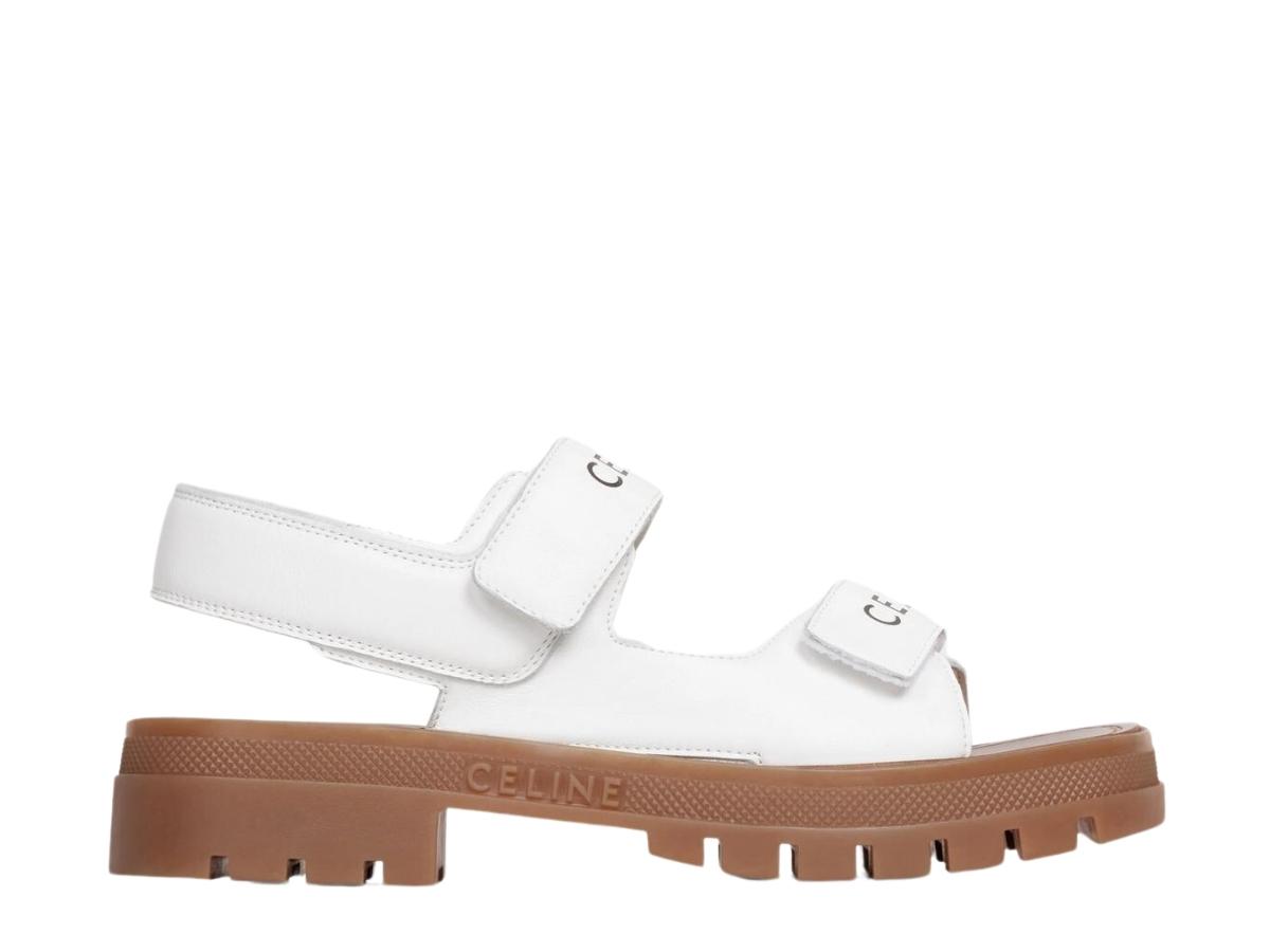 Celine Leo Scratchs Sandal In Calfskin Optic White Tan