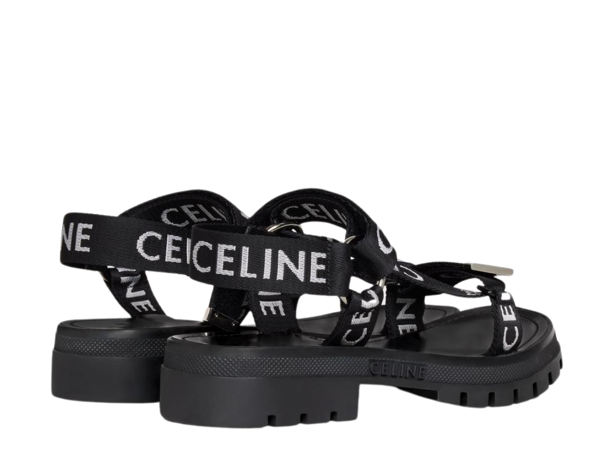 Celine Leo Strappy Sandal In Celine Jacquard Black-White (W) display picture 3