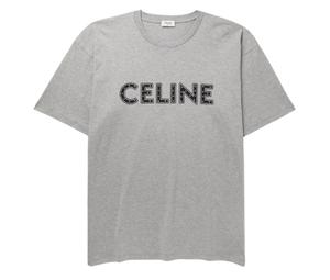 Celine Loose Celine T-Shirt In Cotton Jersey Washed Blue Black