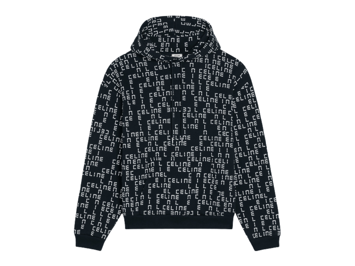 Celine Loose Fit Hoodie In Cotton Fleece With Celine Digital Print