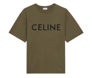 Celine Loose T-Shirt In Cotton Jersey Dark Khaki Black