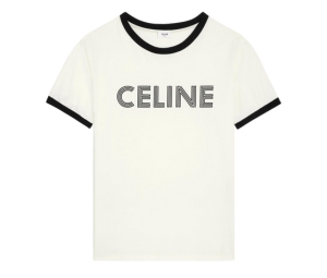 Celine Loose T-Shirt In Cotton Jersey Dirty White Black