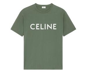 Celine Loose T-Shirt In Cotton Jersey Kaki Off White