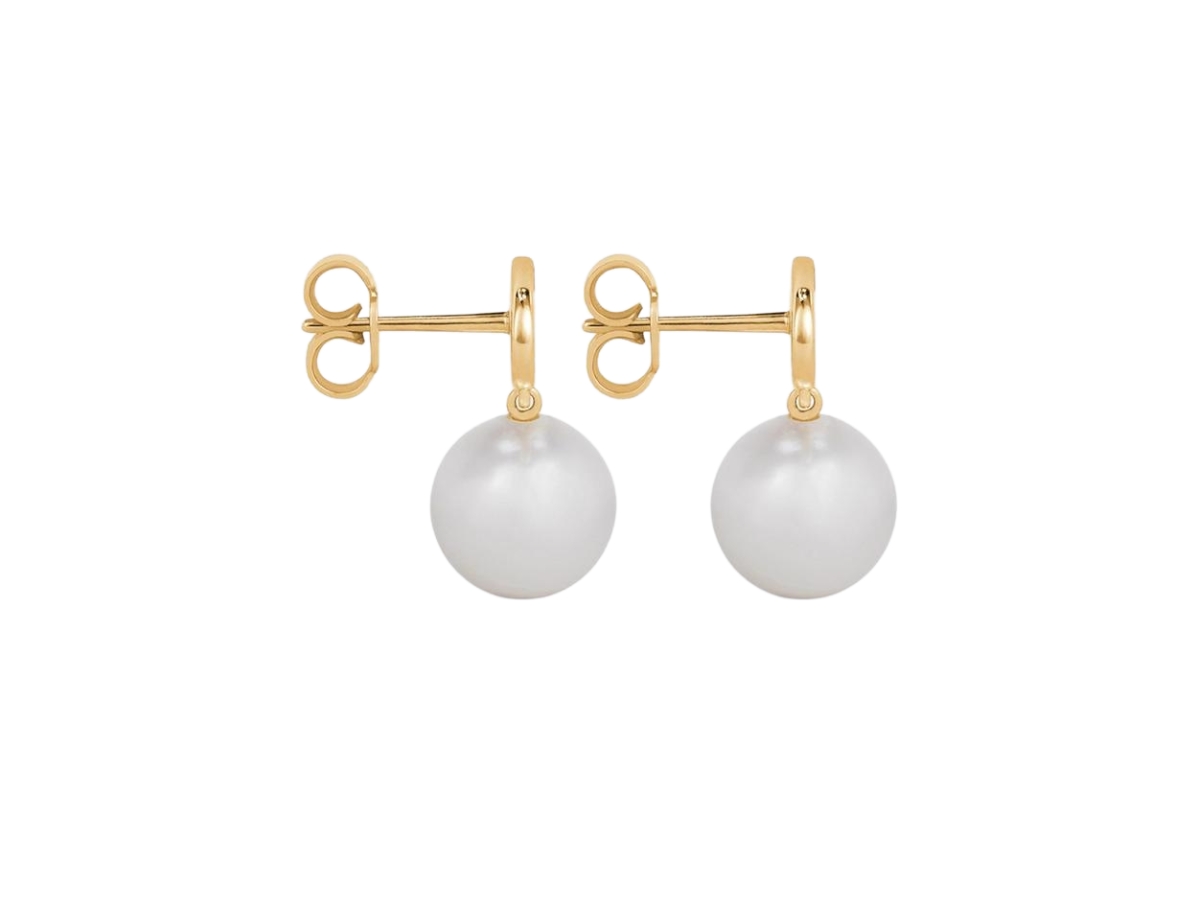 TRIOMPHE PEARL EARRINGS IN BRASS WITH GOLD FINISH AND GLASS PEARLS - GOLD /  IVORY