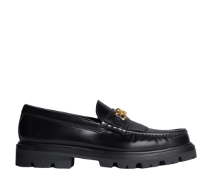 Celine Margaret Loafer With Triomphe Chain In Polished Bullblack