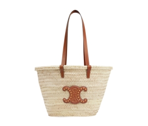 Celine Medium Celine Heart In Triomphe Canvas And Calfskin Tan