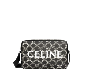 Celine Medium Messenger Bag In Triomphe Canvas Two-tone With Celine Print Black-White