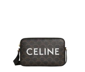 Celine Medium Messenger Bag In Triomphe Canvas With Celine Print Black