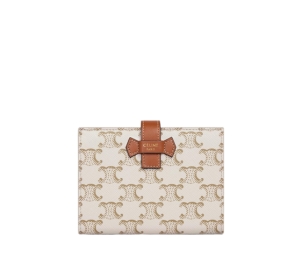Buy Celine Medium Strap Wallet In Triomphe Canvas And Lambskin With Gold Metal Hardware White Tan at Sasom – Authentic and Ready to Ship