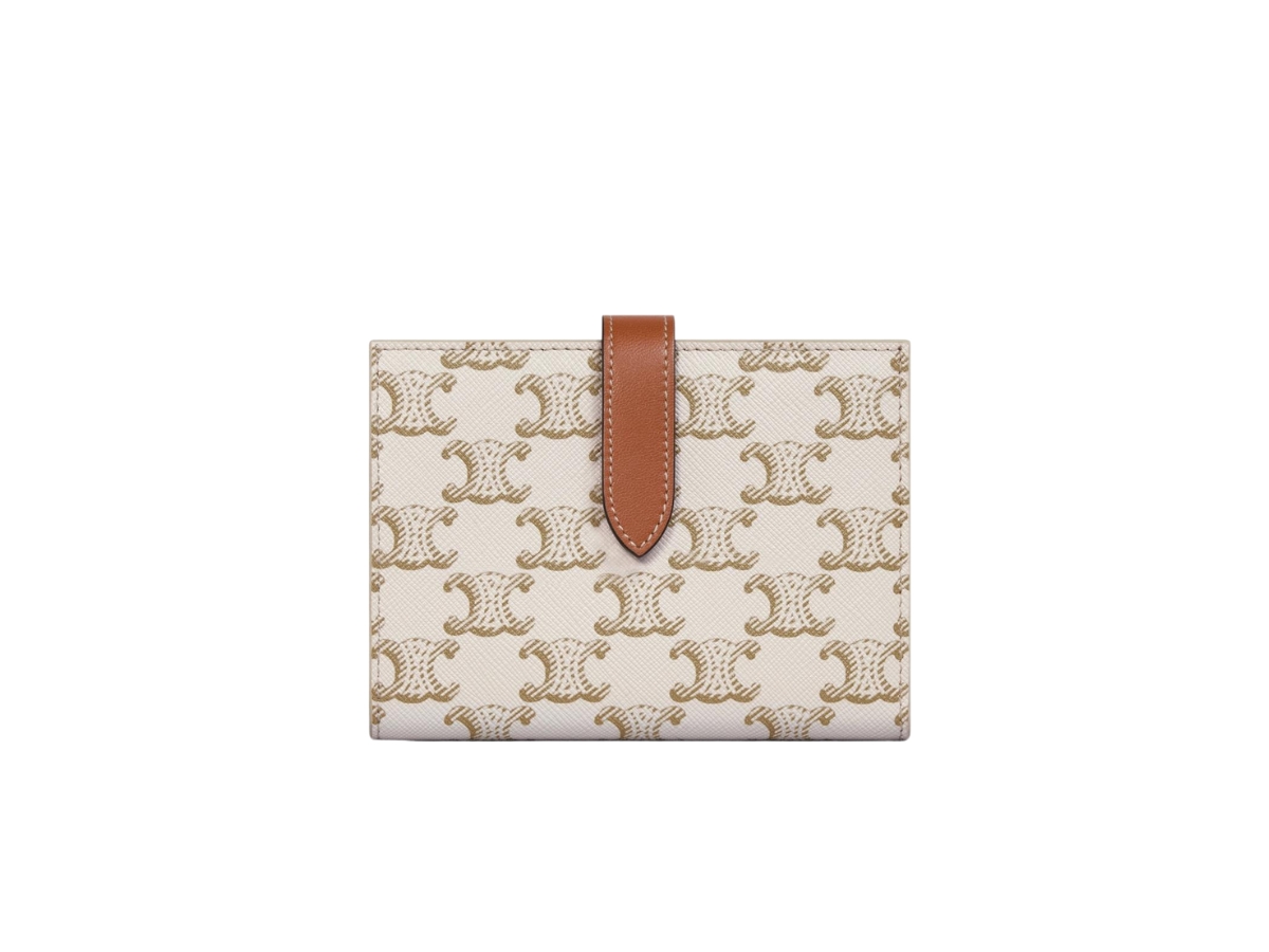 [VIPセール] CELINE セリーヌ Medium Strap Triomphe Wallet Celine Medium Strap Wallet In Triomphe Canvas Tan Lambskin